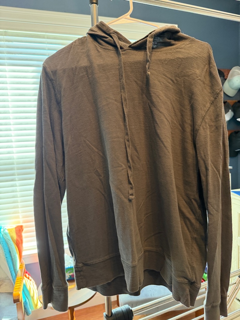 Faherty Graphite Slub Hooded Long-Sleeve Pullover